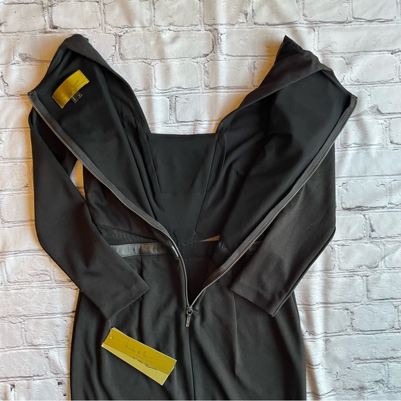 Nicole Miller Little Black Event Party Dress NWT NEW Gothic Size 2 Mesh $330+ - Picture 15 of 16